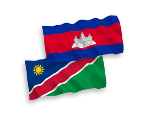 Naklejka premium Flags of Kingdom of Cambodia and Republic of Namibia on a white background