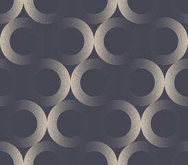 Linear Circles Elegant Fashion Vogue Seamless Pattern Vector Abstract Background. 50s 60s 70s Old Fashioned Retro Graphic Textile Design Repetitive Wallpaper. Half Tone Circular Grid Art Illustration