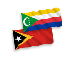 Flags of Union of the Comoros and East Timor on a white background