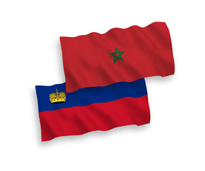 Flags of Liechtenstein and Morocco on a white background