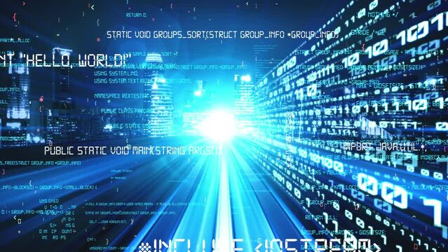 Software development, application programming code and tacit computer coding . Concept of smart digital transformation and technology disruption that changes global trends in new information era .