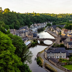 Obraz premium Aerial view of Port of Dinan - Dinan, Brittany, France