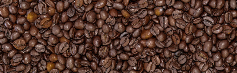 roasted coffee beans close up, a lot of quantity