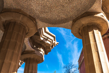 columns in the park guell barcelona