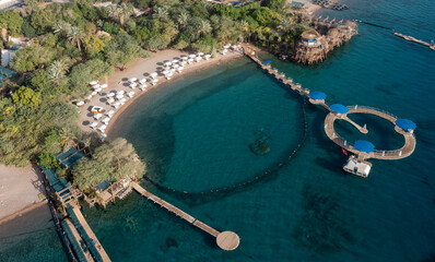 Dolphin Reef is a horseshoe-shaped sea-pen where bottlenose dolphins in the Gulf of Eilat in the...