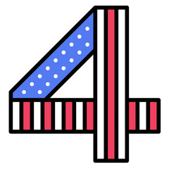 Number 4 icon,  Fourth of July related vector