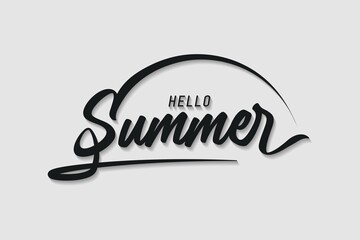Hello summer vector lettering on white background