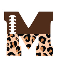 Football Font SVG png, half leopard football font letters alphabet and numbers svg png, Stitched Letters and Numbers, Gridiron Alphabet SVG

