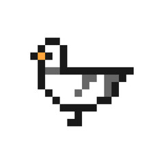 Obraz premium Seagull icon in pixel art design isolated on white background, vector sign symbol