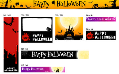 Naklejka premium ハロウィンのバナーセット、スマホ向けとPC向け