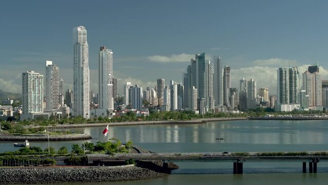 Aerial view of downtown center, Panama city, Panama - stock video
