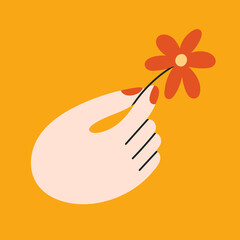 Illustration of a hand hanging a flower. Positivity, friendship and hope concept.
Social media design, poster, greeting card. Vector illustration. Full of summer vibes.