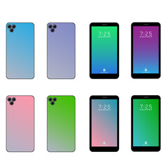 Elegant smartphone with colorful screen White and black  mobile phone isolated, realistic jpeg image design on white background Realistic smartphone  computer lock screen with abstract colored geometr