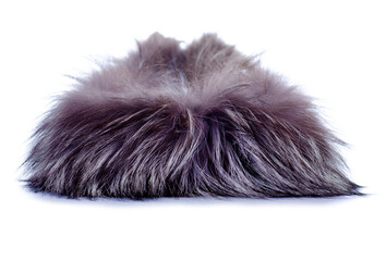 Fur fluffy cloth on white background isolation