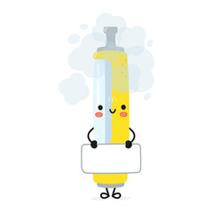 Cute funny vape poster character. Vector hand drawn cartoon kawaii character illustration. Isolated blue background. Vape poster
