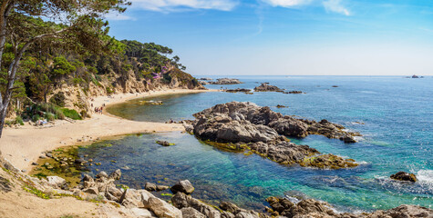 View of Cala Estreta small beach near Palamos, Catalonia