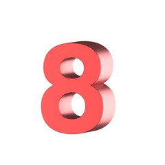 3D render red number 8