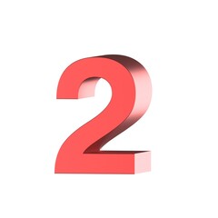 3D render red number 2