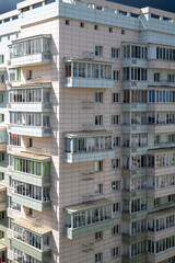 Obraz premium Balconies on the facade of multi-storey residential building in Moscow, Russia