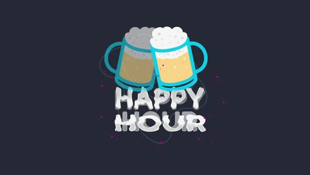 Happy Hour Animated Pop Up Motion Graphic Full HD