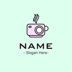 cup of coffe camera logo cafe food idea