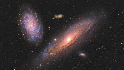 Andromeda Galaxy with other galaxies - obrazy, fototapety, plakaty