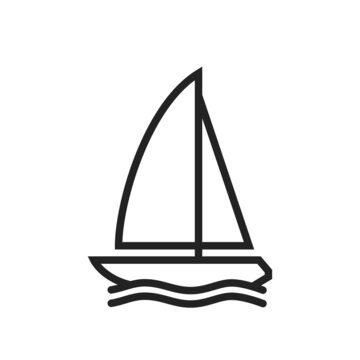 sailboat line icon. yacht, sailing and ocean vacation symbol. vector image for tourism design