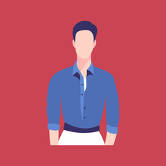 Vector illustration in flat style. Male cartoon character in a business suit No face.