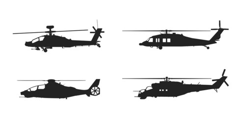 military helicopter icon set. air force and army symbols. isolated vector images for military concepts © Назарій
