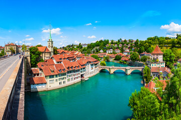 Bern aerial panoramic view, Switzerland - obrazy, fototapety, plakaty