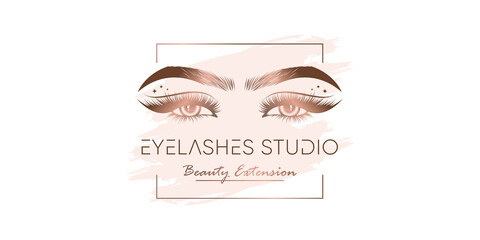 Eyelashes vector icon logo design with modern beauty concept Premium Vector