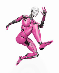 amazing robot is jumping in action