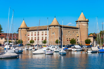 Fototapeta premium Medieval castle in Morges, Switzerland