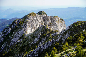Fototapeta na wymiar rocky mountain landscape, southern ridge of the Piatra Craiului Mountains, Romania 