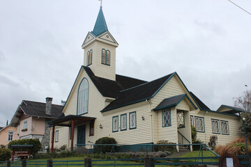Fototapeta na wymiar Igreja Luterana em Frutillar, próximo a Puerto Varas, sul do Chile