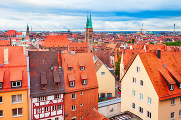 Obraz premium Nuremberg old town aerial panoramic view