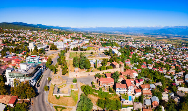 Batonis Tsikhe Fortress aerial view, Telavi
