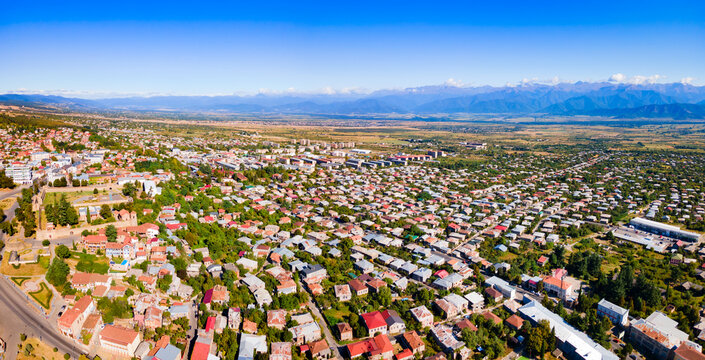 Telavi old town aerial panoramic view
