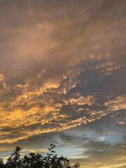 beautiful evening sky in the village