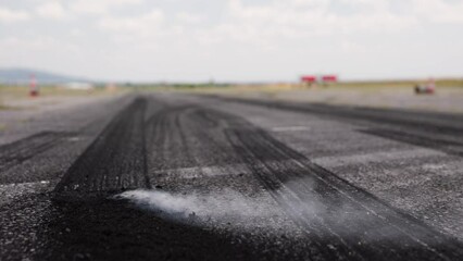 Burning asphalt after burnout