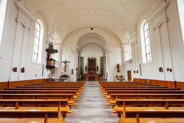 St. Mary Parish Church in Weggis - obrazy, fototapety, plakaty