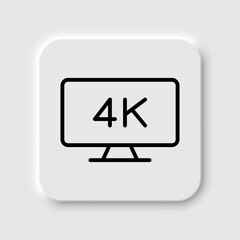 4K, TV simple icon vector. Flat design. Neumorphism design.ai