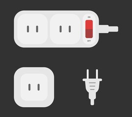 power outlet plug american type a power strip extender vector flat illustration
