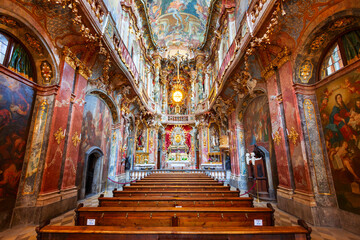 Asam Church or Asamkirche in Munich, Germany - obrazy, fototapety, plakaty