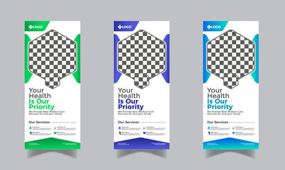 Medical healthcare roll-up banner and standee medical banner design template