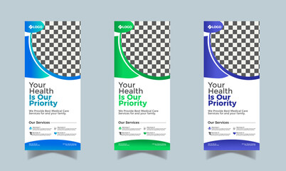 Medical healthcare roll-up banner and standee medical banner design template