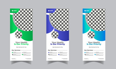 Medical healthcare roll-up banner and standee medical banner design template