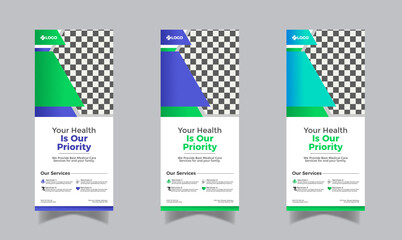 Medical healthcare roll-up banner and standee medical banner design template
