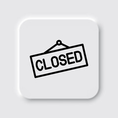 Closed banner simple icon, vector. Flat design. Neumorphism design.ai