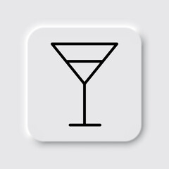 Cocktail glass simple icon vector. Flat design. Neumorphism design.ai